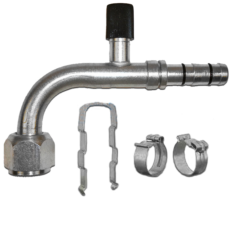 #10 90 Degree Female O-ring E-Z Clip Fitting with R-134a Charge Port