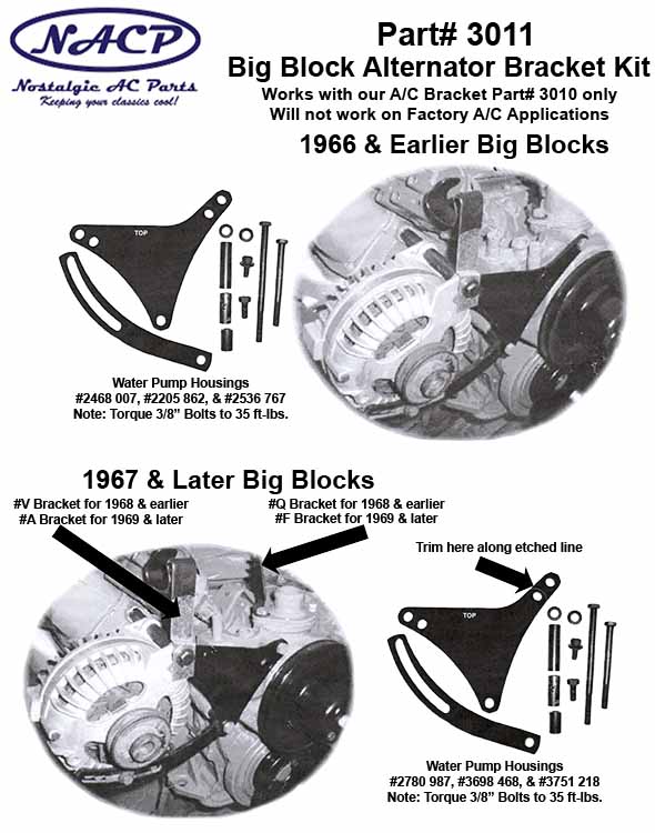 Big Block Mopar/Chrysler 383, 400, 413, 426, 440 Alternator Bracket