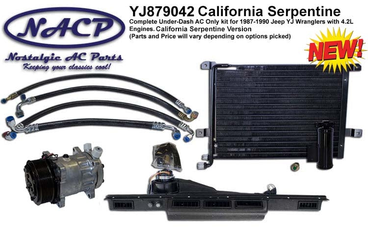 1987-1990 YJ Wrangler AC Kit 4.2L Engine with California Serpentine setup