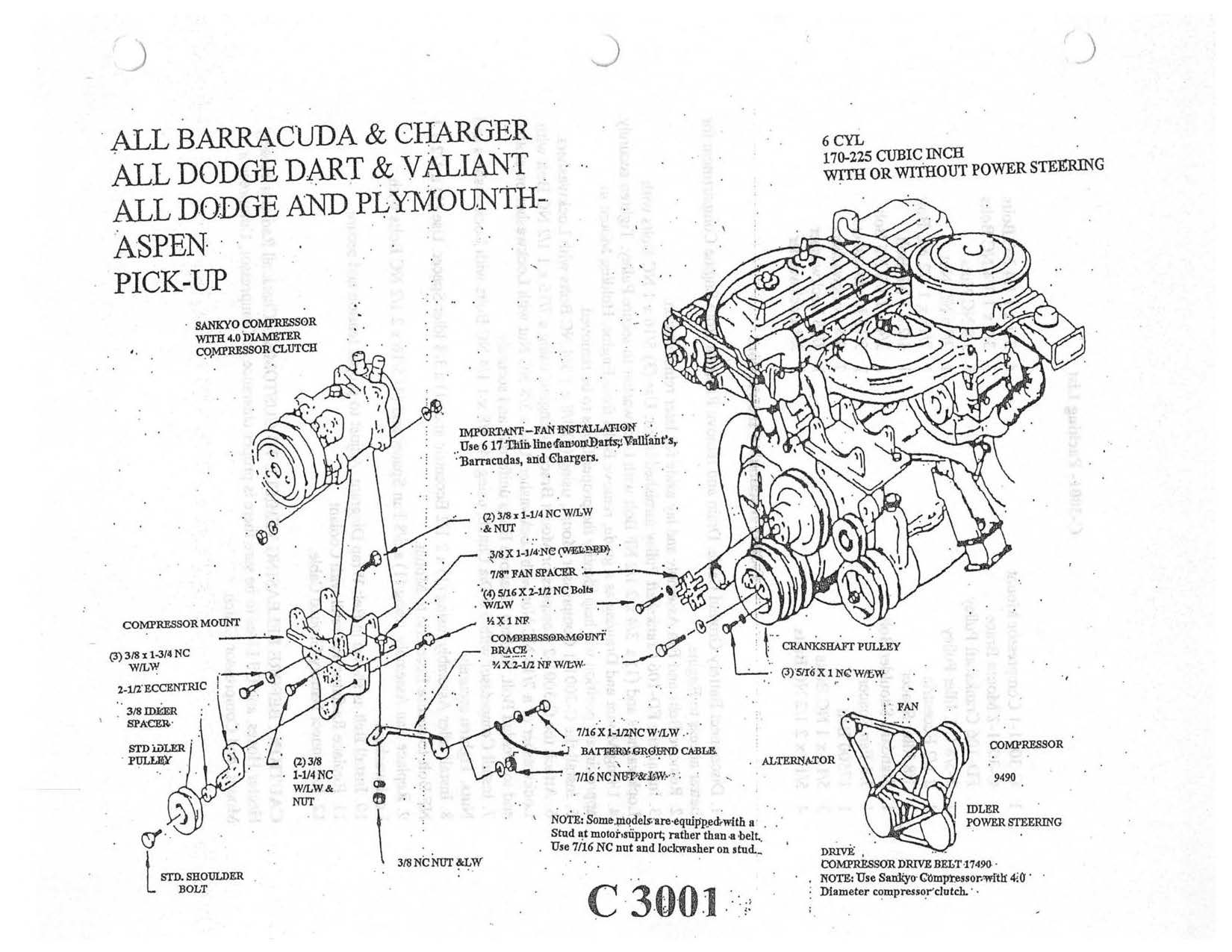 170 - 225cc Six Cylinder Chrysler Compressor Mount Kit – Nostalgic