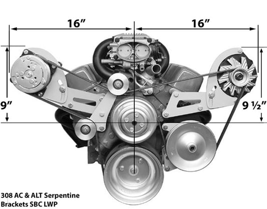 Low Profile (87 and Later Heads) SBC Long Water Pump AC & Alternator setup (Reverse Rotation Water Pump)