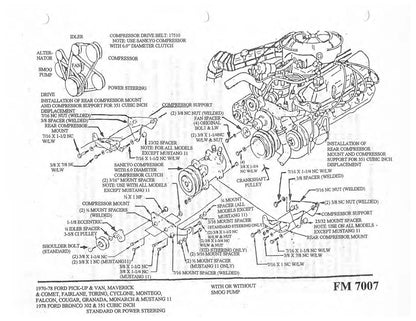 1970 - 1978 302 351 CID Engine Compressor Bracket
