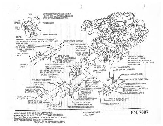 1970 - 1978 302 351 CID Engine Compressor Bracket