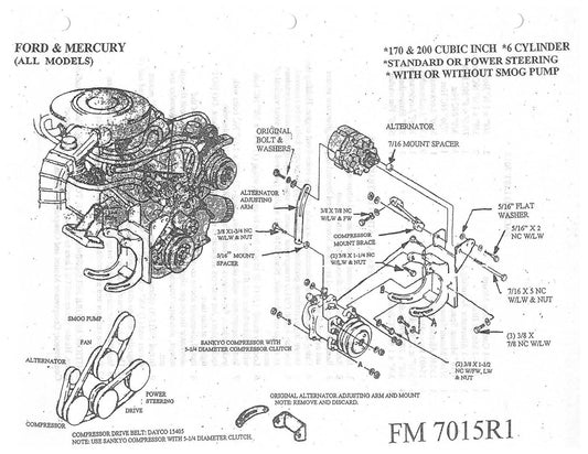 1968-1981 170-200 Ci Six Cylinder Compressor Mount Kit