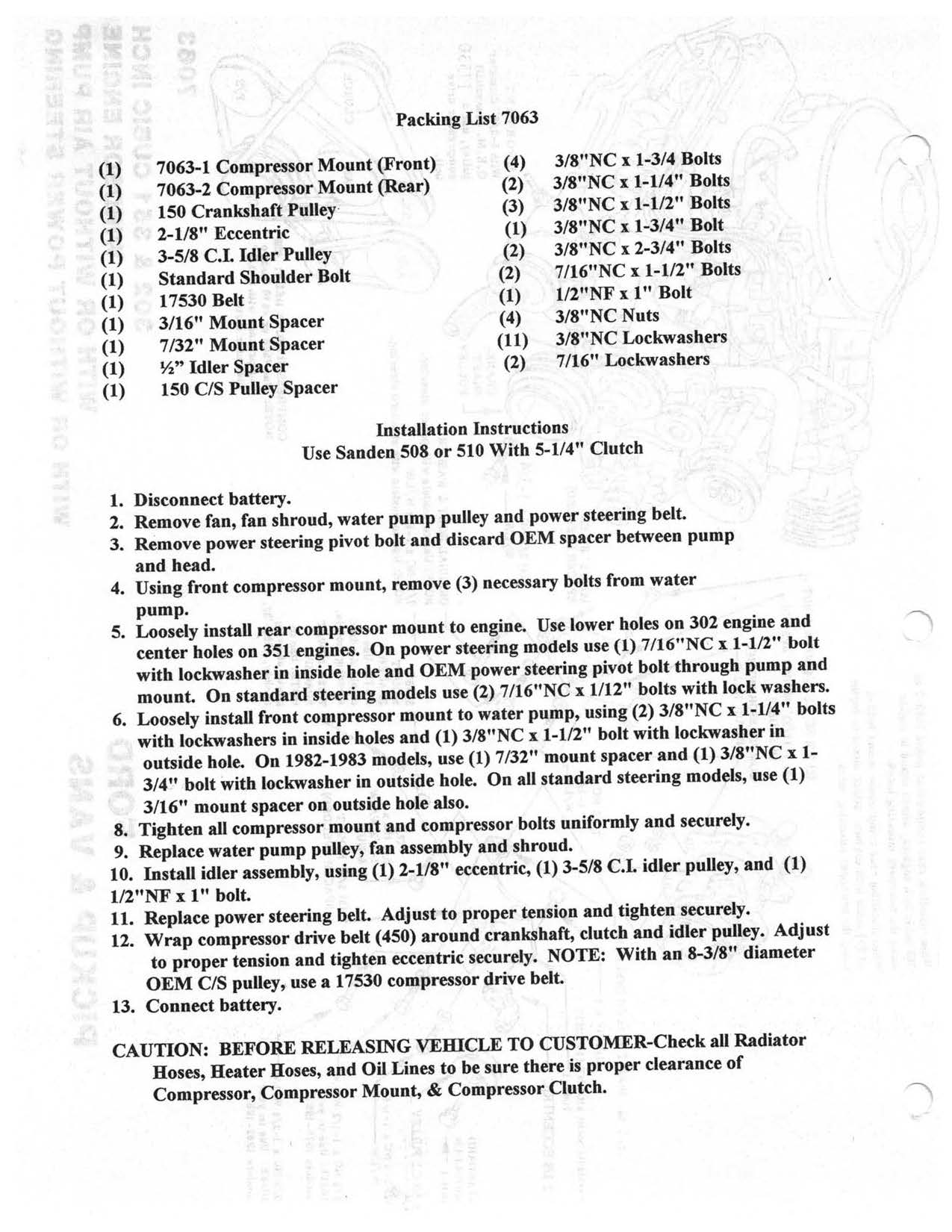 1979 - 1984 302 351 Windsor Engine Compressor Bracket