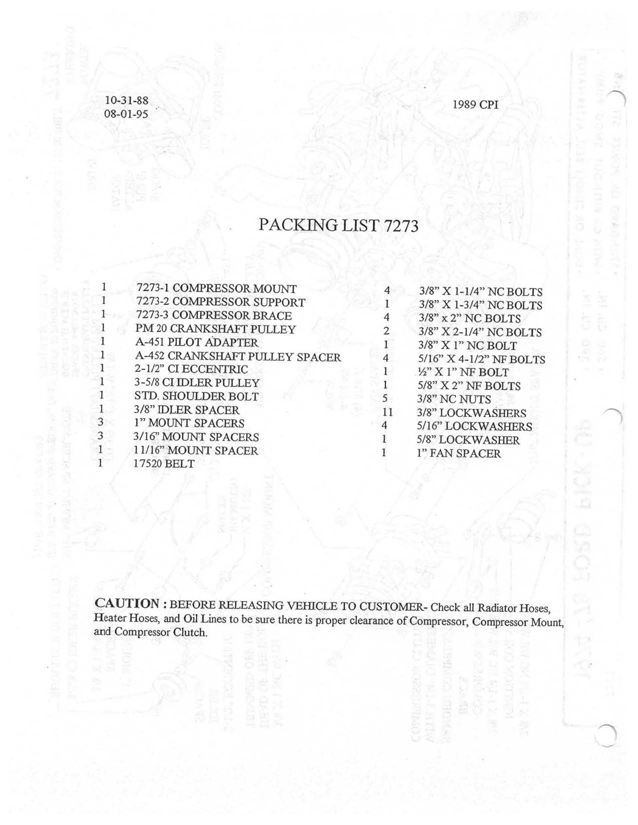 1974 - 1978 360 390 Ci Engine Compressor Bracket