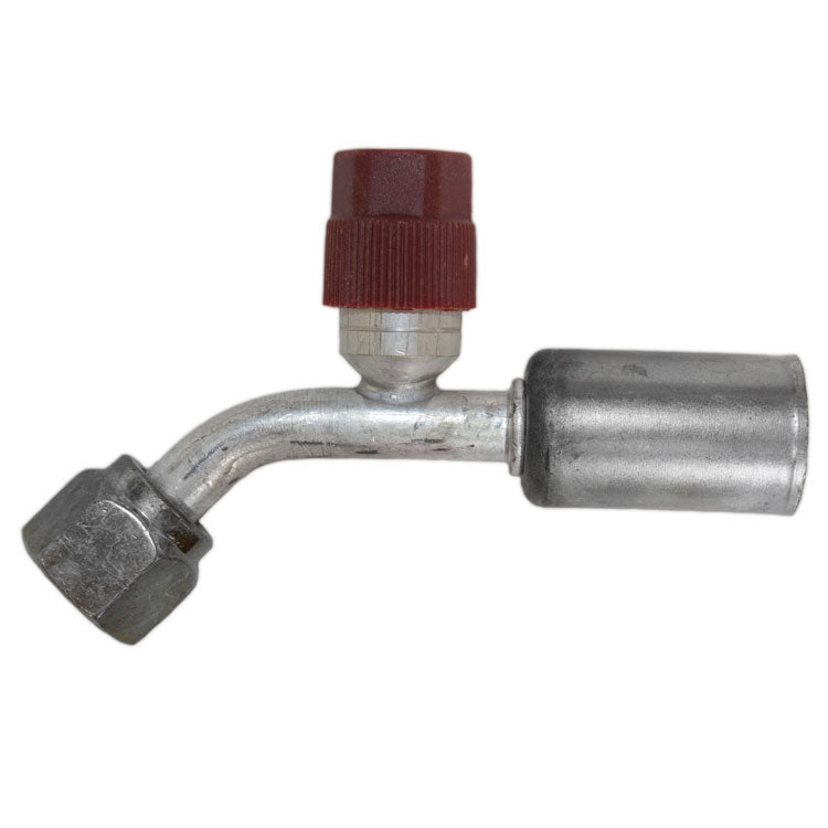 # 8 45 Degree Female O-ring Fitting with R-134a Port