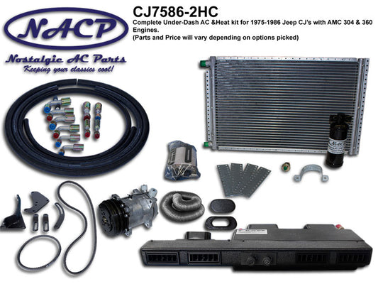 1975 - 1986 Complete A/C and Heat Kit Jeep CJ’s AMC 304 & 360 Engines