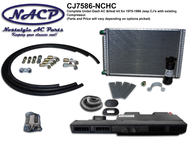 1975 - 1986 Complete AC and Heat Kit Jeep CJ With Existing Compressor
