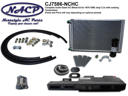 1975 - 1986 Complete AC and Heat Kit Jeep CJ With Existing Compressor