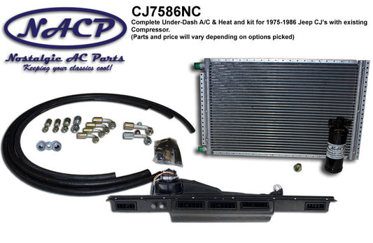 1975 - 1986 Complete AC only Kit Jeep CJ With Existing Compressor