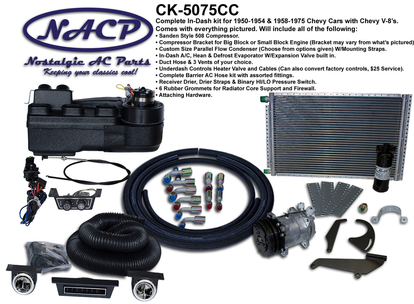 1950 - 1954 & 1958 - 1975 Indash A/C Heat System