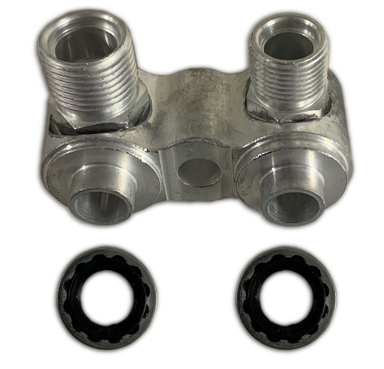 G.M. Compressor Hose Adapter 90 Degrees Out With Washers