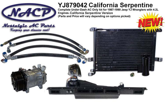 1987-1990 YJ Wrangler AC Kit 4.2L Engine with California Serpentine setup