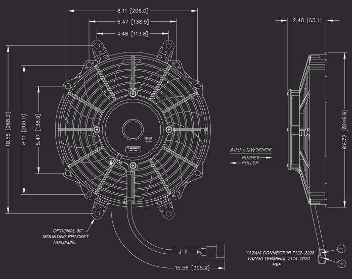 9 Inch Low Profile Maradyne High Performance Electric Fan 790 True CFM M093K
