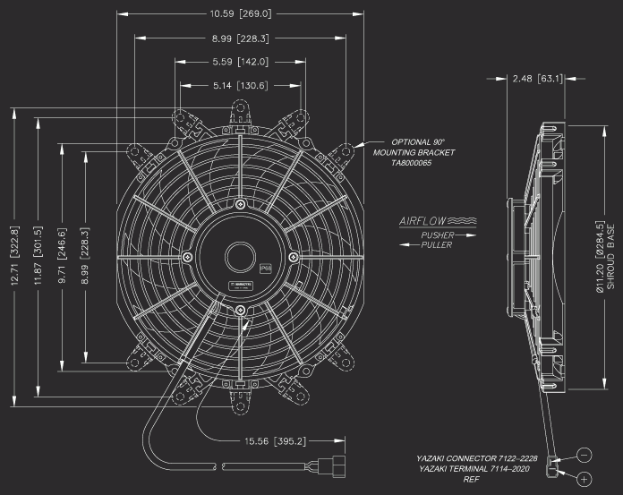 10 Inch Low Profile Maradyne High Performance Electric Fan 950 True CFM M103K