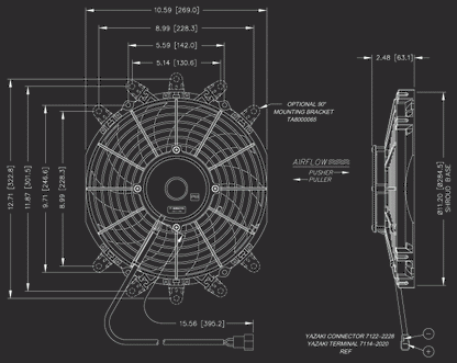 10 Inch Low Profile Maradyne High Performance Electric Fan 950 True CFM M103K