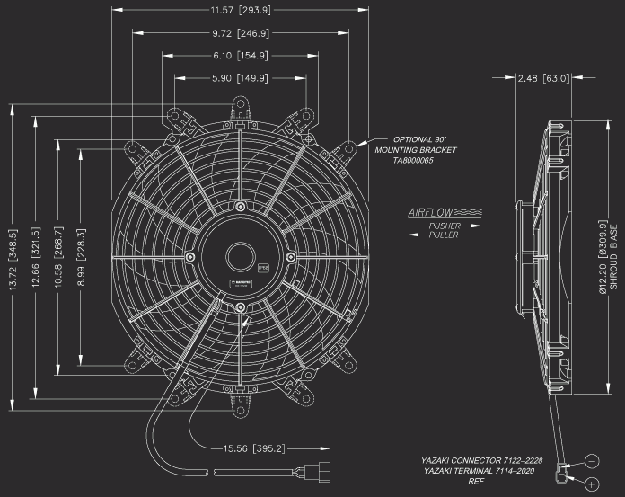 11 Inch Low Profile Maradyne High Performance Electric Fan 1110 True CFM M113K