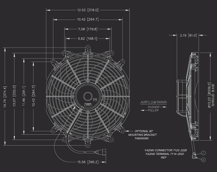 12 Inch Low Profile Maradyne High Performance Electric Fan 1565 True CFM M122K