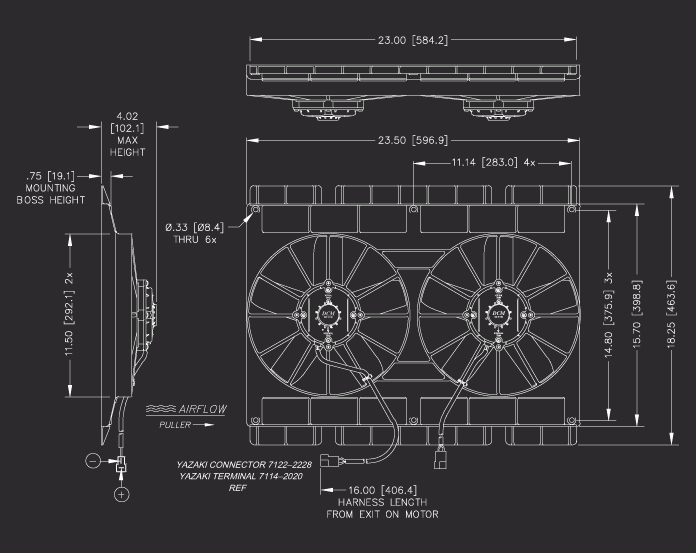Dual 11" Maradyne High Performance Fan w/ Mount Flanges MM22KT 2,760 True CFM