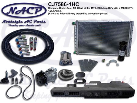 1975-1986 Complete A/C and Heat Kit Jeep CJ’s 258CI 4.2L Engine
