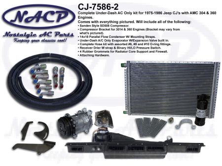 1975 - 1986 Complete A/C Only Kit Jeep CJ’s AMC 304 & 360 Engines