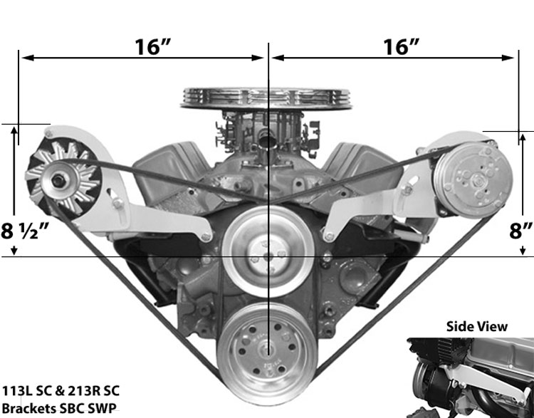 113L SC SBC Short Pump Bracket Low Profile Driver Side