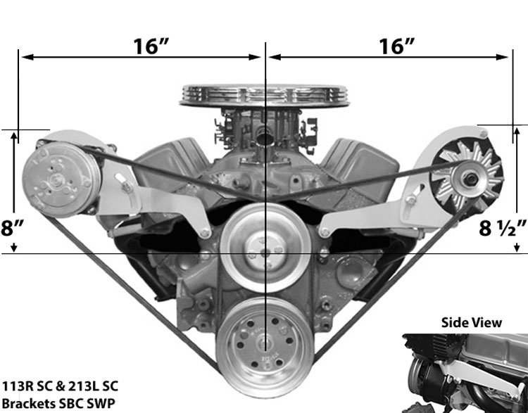 113R SC SBC Short Pump Bracket Low Profile Passenger Side