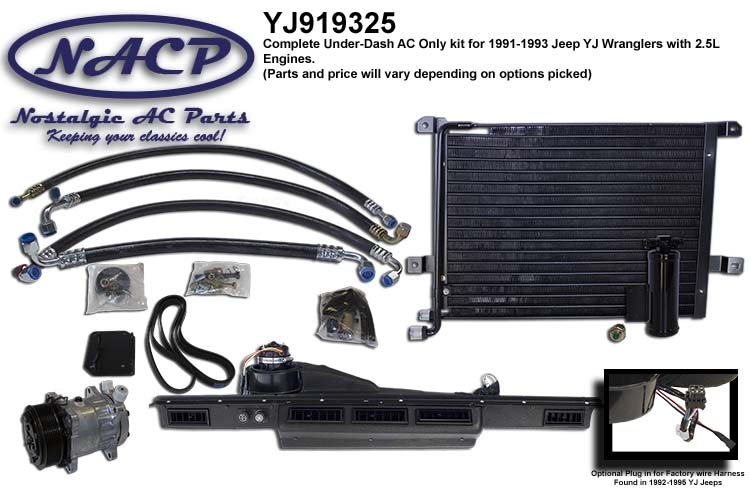 Complete Jeep YJ Wrangler AC Kit 2.5L Engine