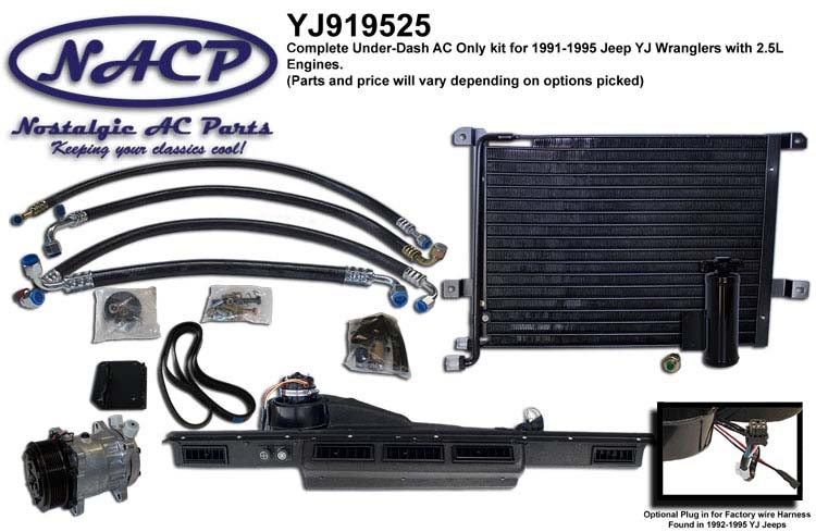 Complete Jeep YJ Wrangler AC Kit 2.5L Engine