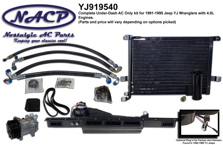 1991-1995 Jeep YJ Wrangler Complete AC Kit 4.0L Engine