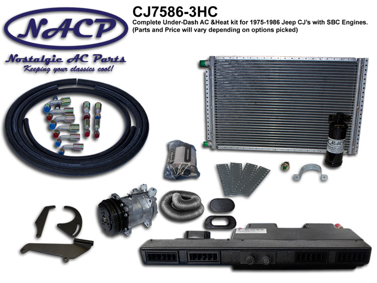 1975-1986 Complete A/C and Heat Kit Jeep CJ’s Small Block Chevy Engines