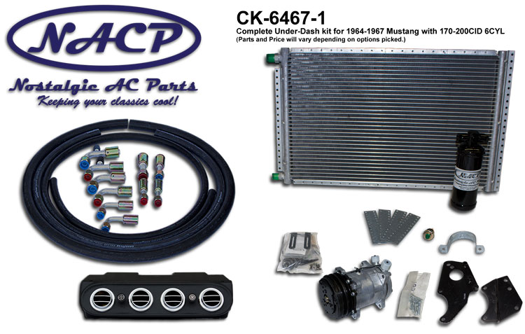 1964 - 1967 Mustang A/C Kit 170 - 200 Ci Six Cylinder