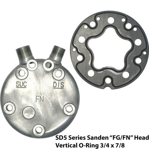 Sanden SD 508 Vertical O-ring w/ R-12 Ports Head / Back "FG"