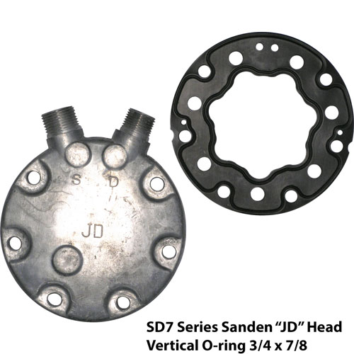 Sanden SD 709 Vertical O-ring Fittings Head / Back "JD"