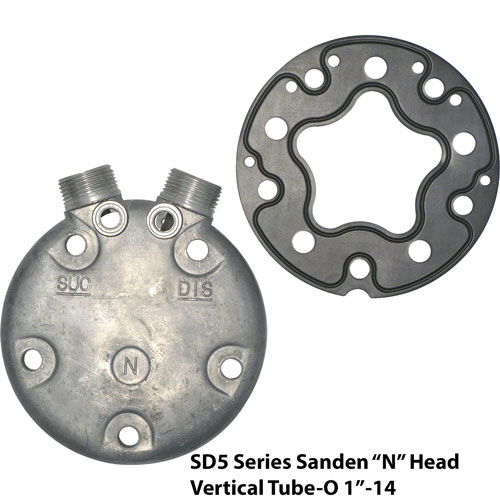 Sanden SD 508 Vertical Tube-O fittings w/ R-12 Ports Head / Back "N"